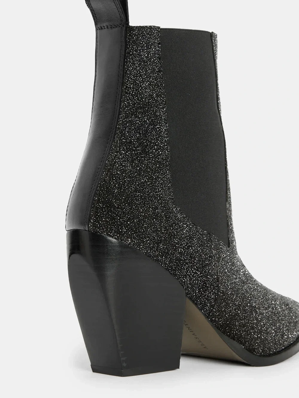 New All Saints Ria Sparkle Boot Glitter Wedge Heeled Chelsea Sz 10